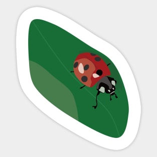 Ladybug walking on a leaf Sticker